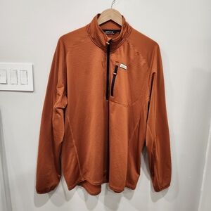 Orvis Mens Horseshoe Hills 1/4 Zip Top XL Orange Pullover Outdoor Hiking Stretch